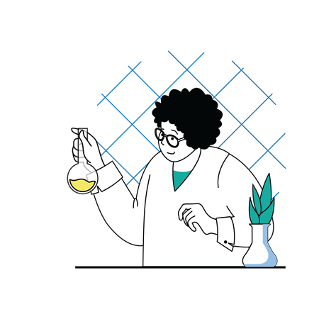 Lady inspecting sample in lab  Illustration