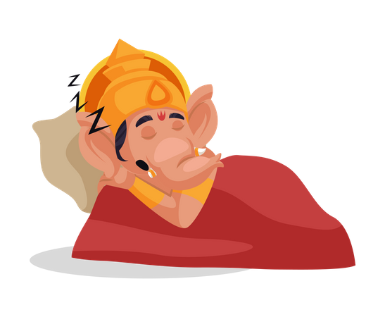 Lord Ganesha sleeping  Illustration