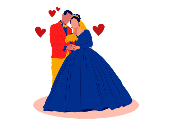 Lovely Wedding Couple  Illustration