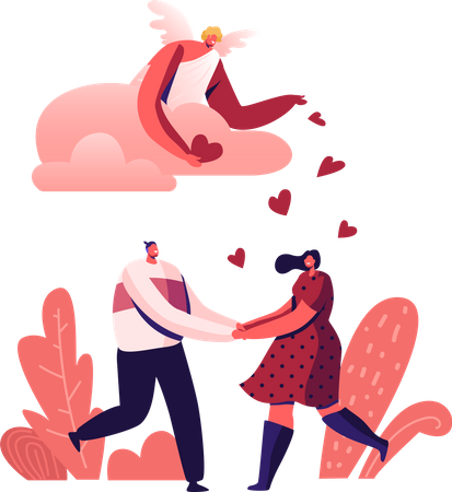 Loving Couple Having Dating  Illustration