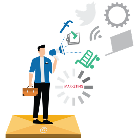 Male Doing Email Marketing Campaigns  Illustration