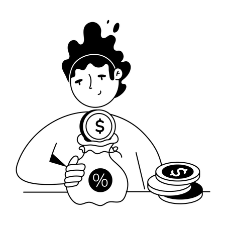 Male Investor with money  Illustration