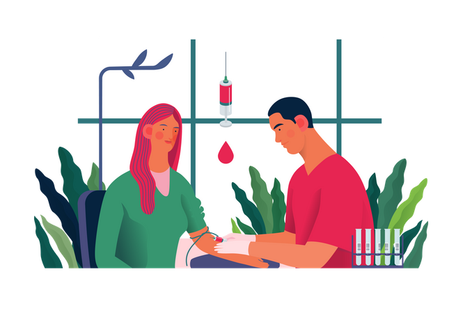 Male nurse taking blood sample for Blood test  Illustration