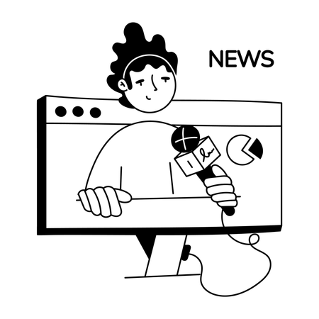 Male reporter giving Online News  Illustration