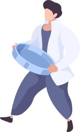 Male scientist holding sample petri  Illustration