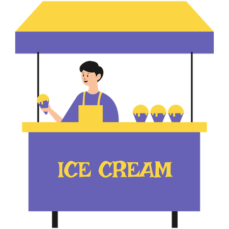 Male Selling Ice Cream  Illustration