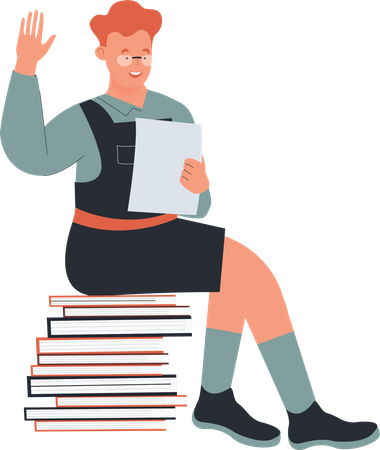Male student holding blank paper  Illustration