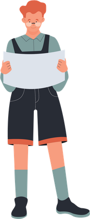 Male student showing blank paper  Illustration