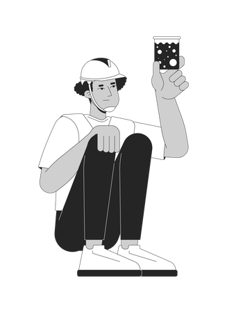 Male worker inspecting water sample  Illustration