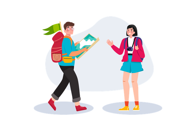Man and woman on vacation  Illustration