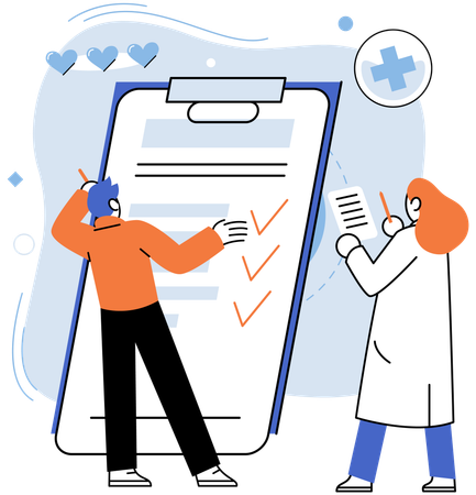 Man and woman taking medical insurance policy  Illustration