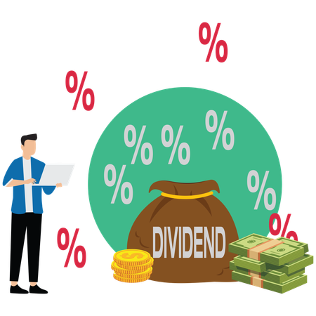 Man calculating dividend income Illustration
