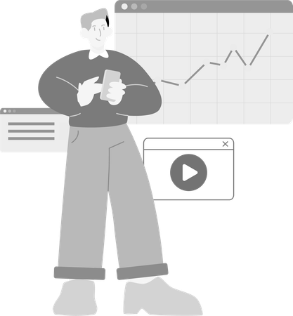 Man doing Content Analysis  Illustration