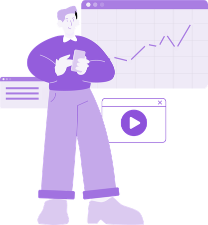Man doing Content Analysis  Illustration