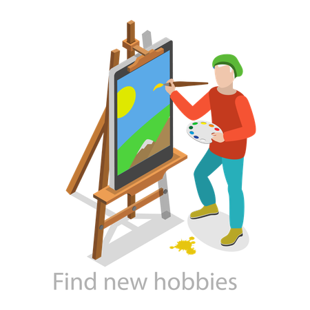 Man doing digital painting  Illustration