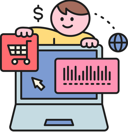 Man doing online shopping  Illustration