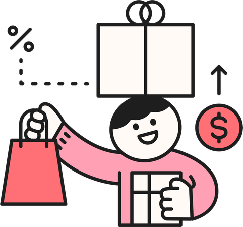 Man doing shopping while pay cash  Illustration