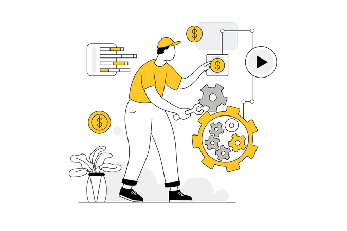 Man doing system repair  Illustration