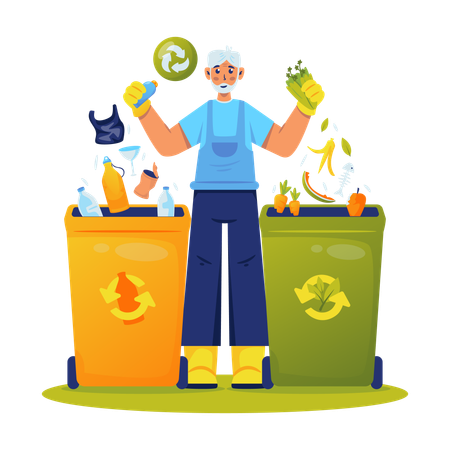 Man doing Waste separation  Illustration