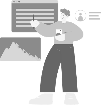 Man doing Web Analysis  Illustration