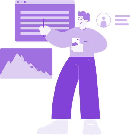 Man doing Web Analysis  Illustration