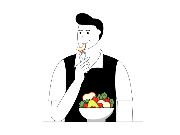 Man eats healthy fruits  Illustration