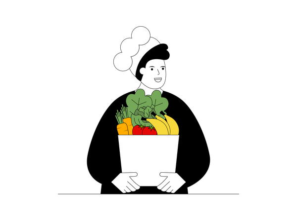 Man holding grocery bag  Illustration