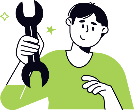 Man holding wrench  Illustration