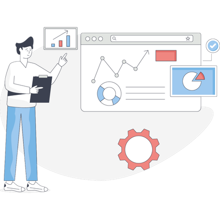 Man is setting business graph  Illustration