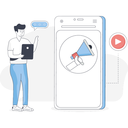 Man is showing mobile marketing  Illustration