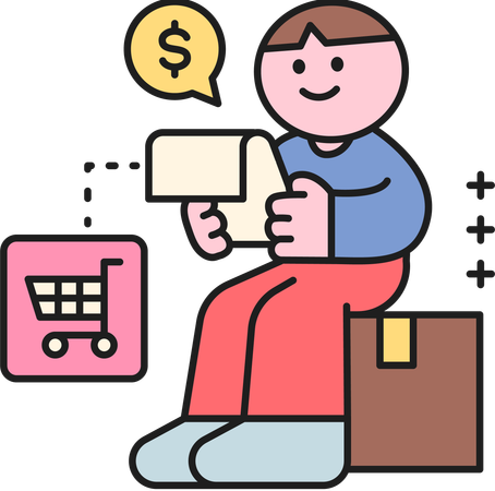 Man looking shopping bill  Illustration