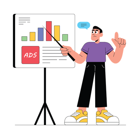 Man making ad strategy Illustration