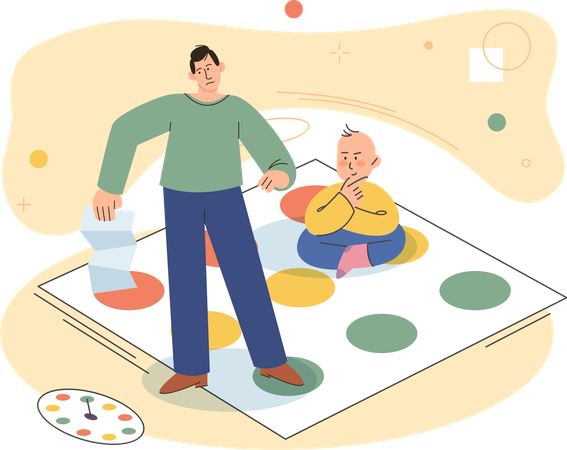 Man playing game while taking off from technology  Illustration