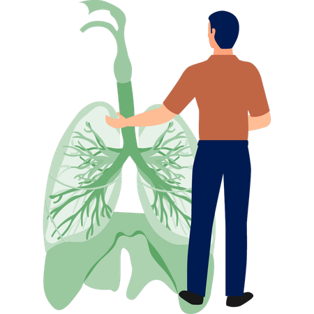 Man pointing at trachea  Illustration
