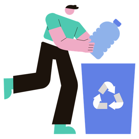 Man Recycles plastic bottles  Illustration