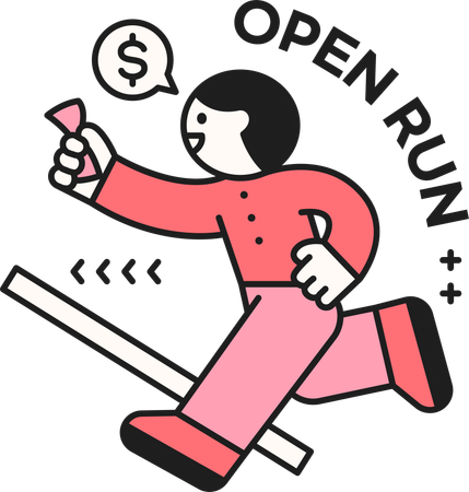 Man running for shopping payment  Illustration