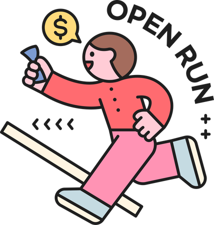 Man running for shopping payment  Illustration