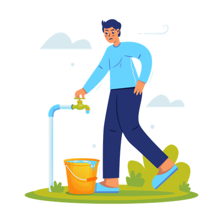 Man Saves water  Illustration