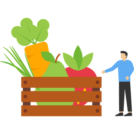 Man selling fresh vegetables  Illustration