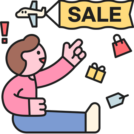 Man showing shopping sale banner  Illustration