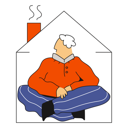 Man Sitting at home alone  Illustration