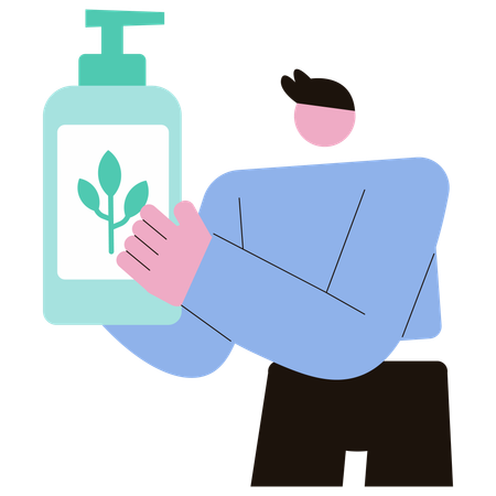 Man uses Eco-friendly Product  Illustration