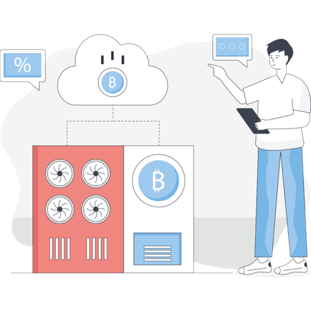 Man using cloud storage  Illustration