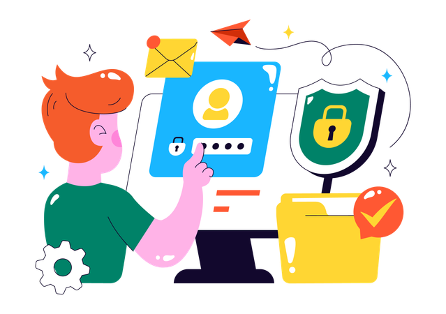 Man working on Data Privacy  Illustration