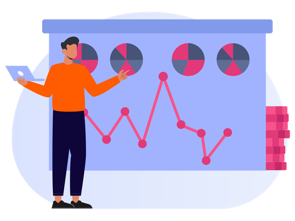 Man working on Finance analysis  Illustration