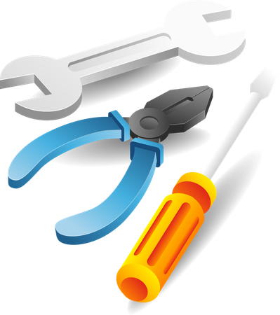 Mechanic tools pliers wrench and screwdriver  Illustration