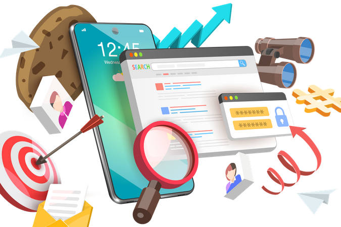 Mobile Cookie Tracking  Illustration