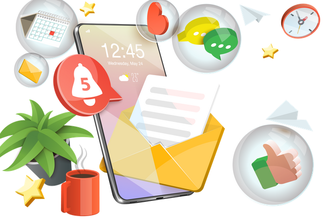 Mobile Notification  Illustration