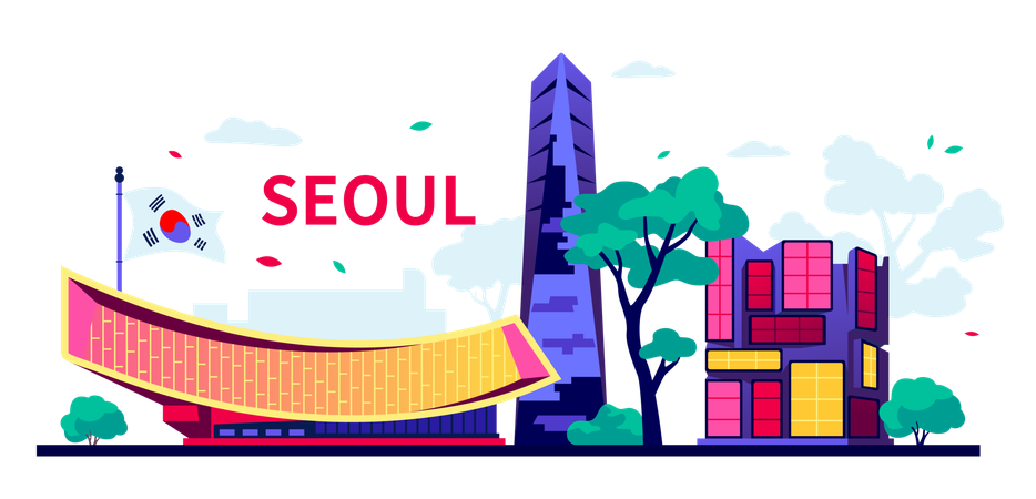 Modernist architecture and skyscrapers  Illustration