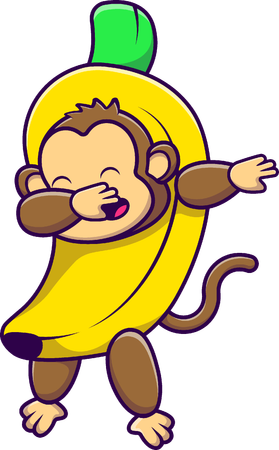 Monkey Banana Dabbing  Illustration
